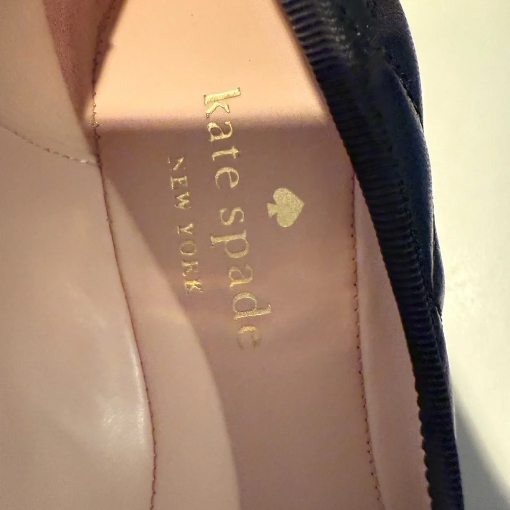 Kate Spade Pauline Black Patent Quilted Leather Flats 8.5 New
